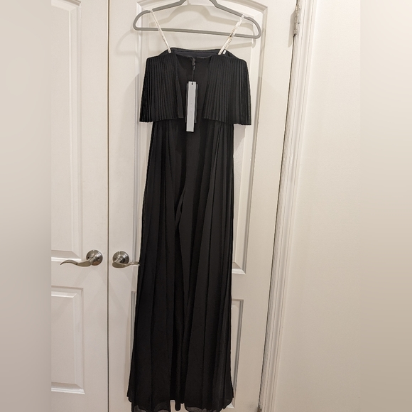 12. NWT HALSTON HERITAGE STRAPLESS PLEATED INSERT WIDE LEG JUMPSUIT - Picture 8 of 9
